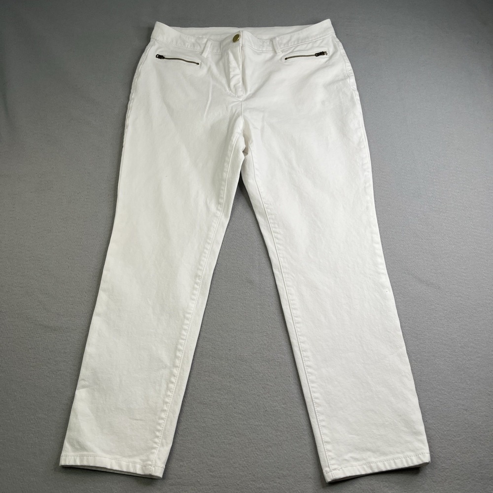 Chicos Womens Size 10 Medium So Slimming  Denim Jeans White